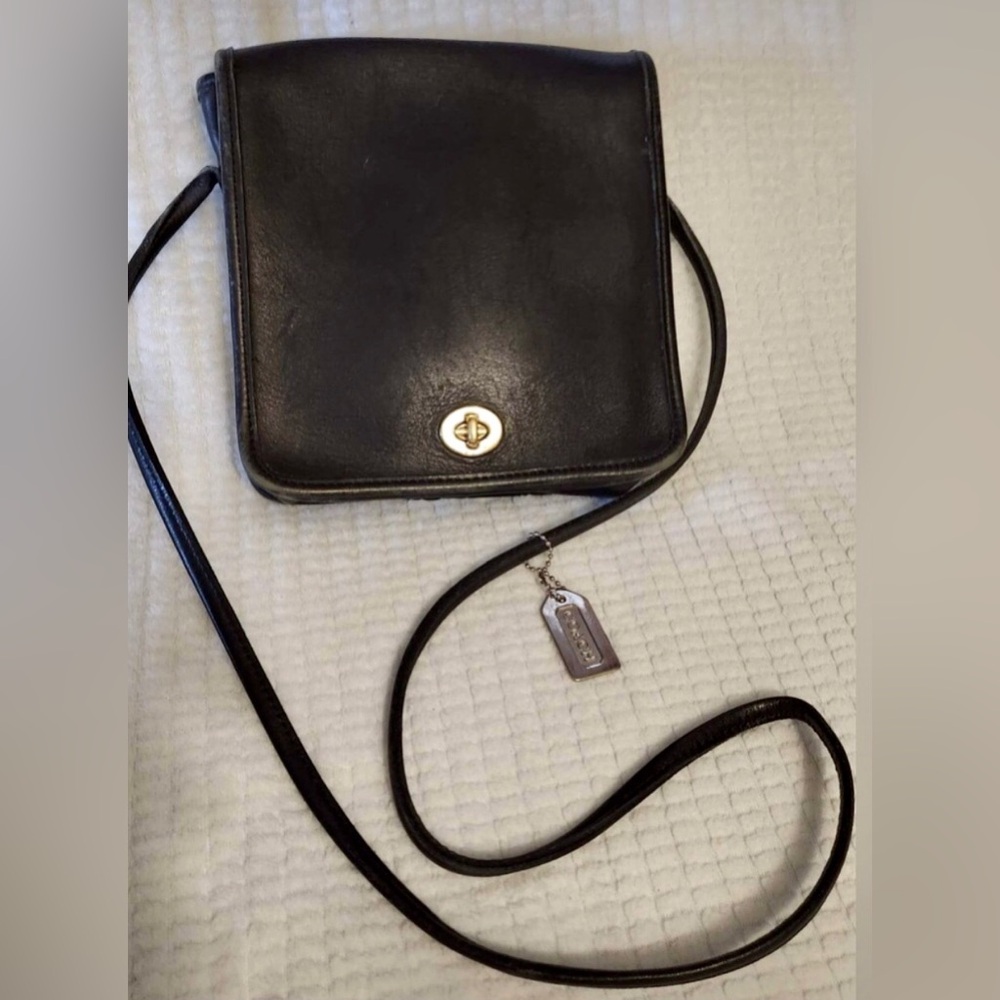 Vintage Coach Black Leather Bag